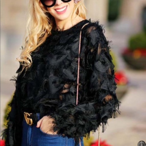 Tops - 🏆HP🆕🌹 black mesh 3D gorgeous long sleeve top